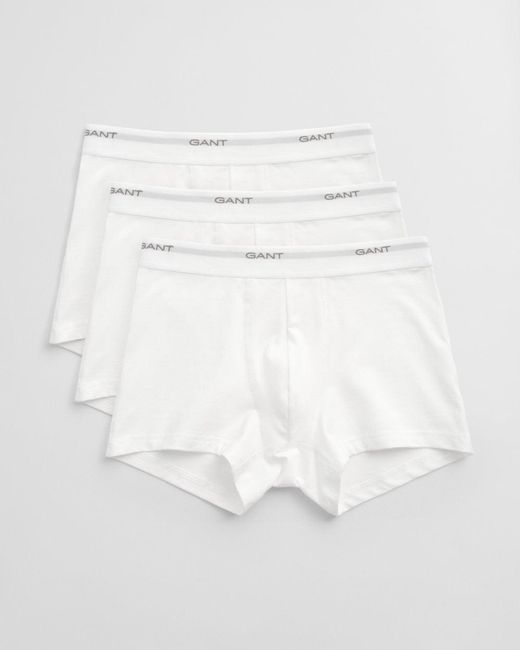 Gant White 3-Pack Core Trunks With Logo Waistband for men