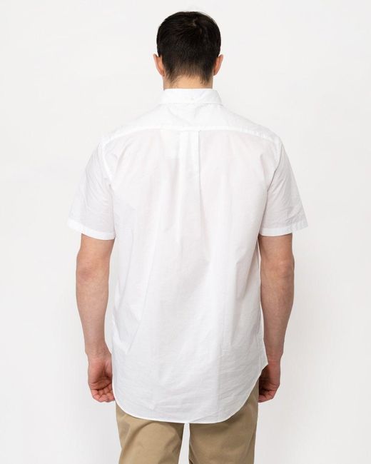 Gant White Regular Fit Short Sleeve Poplin Shirt for men