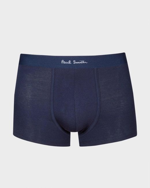 Paul Smith Blue 3 Pack Plain Trunks With Script Logo Waistband for men