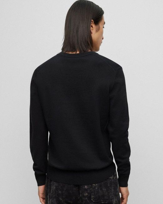 Boss Black Kanovano Cotton-cashmere Jumper With Logo Patch for men