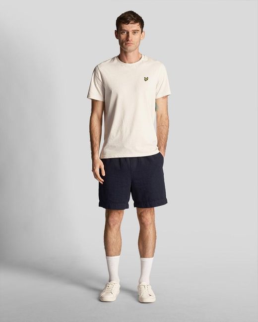 Lyle & Scott White Cotton Linen Shorts for men
