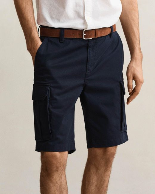 Gant Blue Regular Fit Classic Cargo Shorts for men