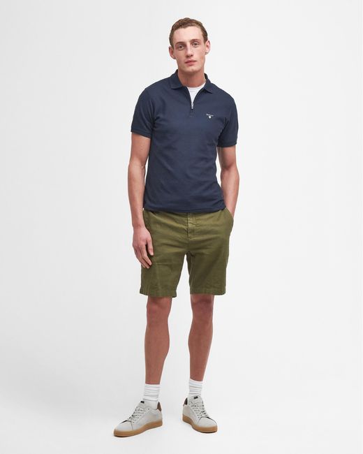 Barbour Blue Wadworth Tailored Zip Polo Shirt for men