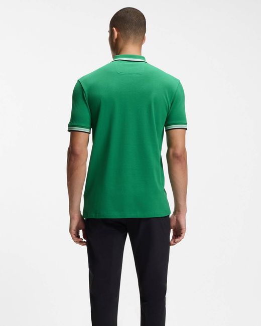 Boss Green Paddy Cotton-Piqué Polo Shirt With Contrast Logo for men