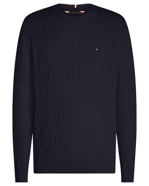 Tommy Hilfiger Blue Classic Cable Crew Jumper for men