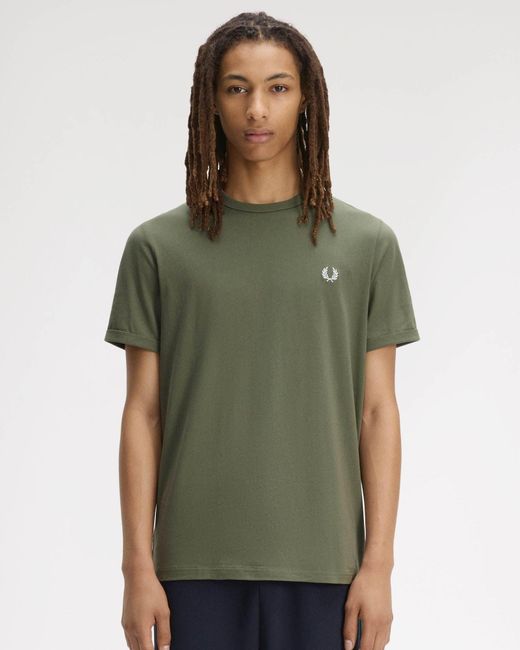 Fred Perry Green Ringer T-Shirt for men