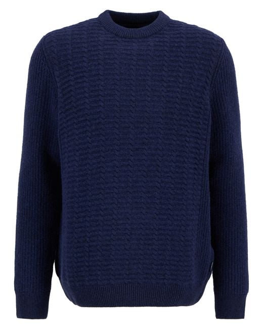 Barbour Blue Cleveland Crew Neck Sweater for men