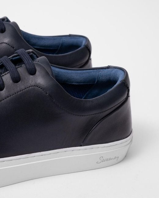 Oliver Sweeney Blue Hayle Antiqued Calf Leather Trainers for men
