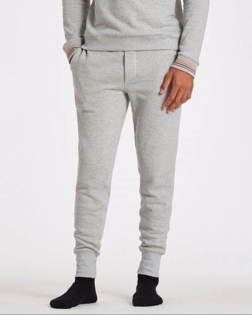 Paul Smith Gray Cotton Jersey Lounge Pants With Artist Stripe Waistband for men