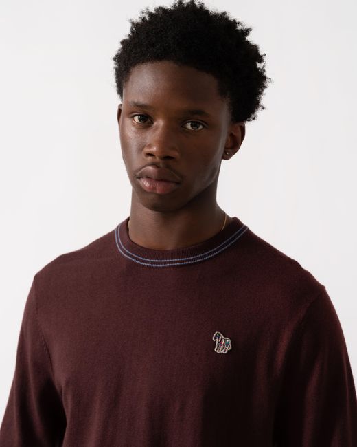 Paul Smith Red Ps Zebra Badge Crew Neck Jumper for men