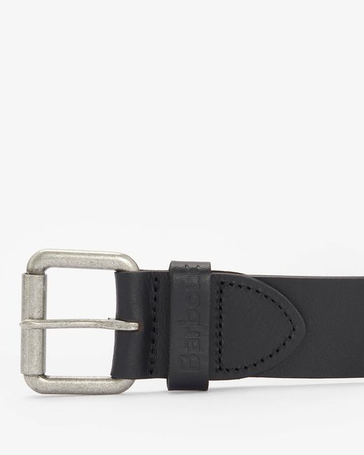 Barbour Black Matte Leather Belt for men
