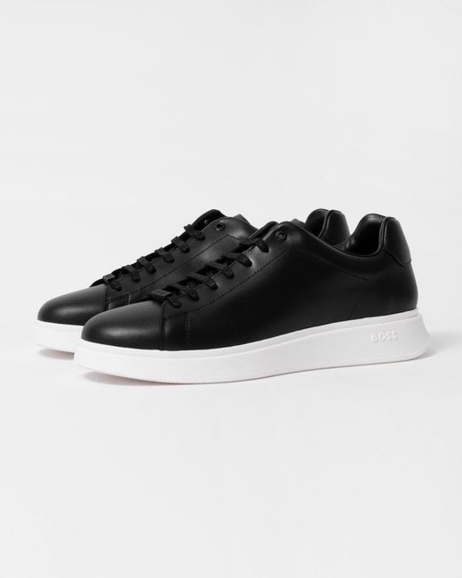 Boss Black Bulton Runn Polished Leather Trainers With Rubber Outsole Nos for men