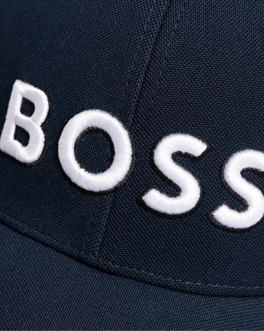 Boss Blue Us-1 Stretch-piqué Cap With Embroidered 3d Logo for men