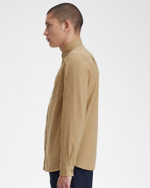 Fred Perry Natural Long Sleeve Oxford Shirt for men