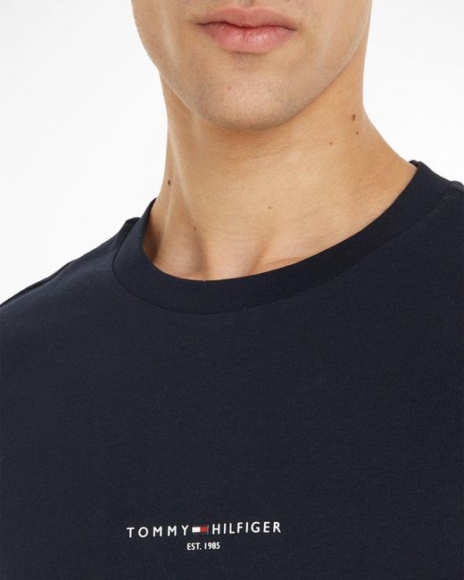 Tommy Hilfiger Blue Tommy Logo Tipped T-Shirt for men