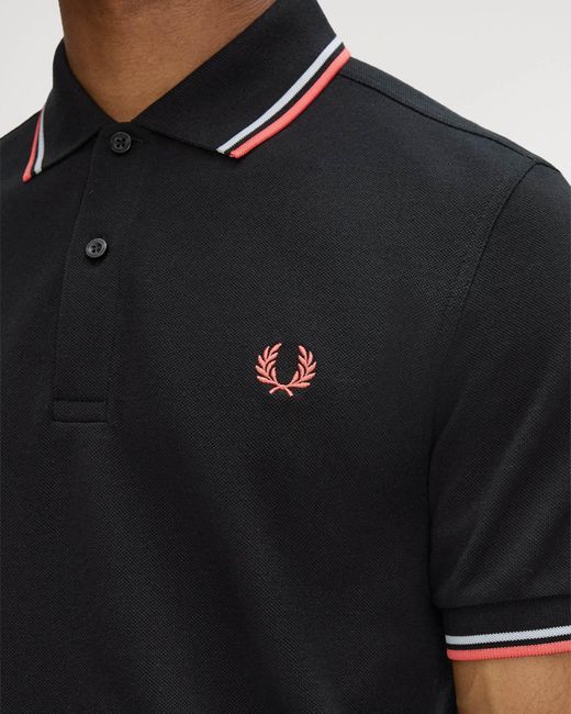 Fred Perry Black Twin Tipped Signature Polo Shirt for men