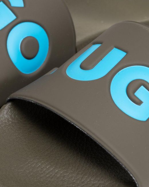 HUGO Blue Match Slides With Logo Strap for men
