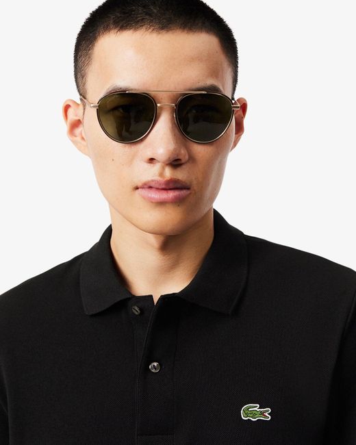 Lacoste Black Original.12.12 Long Sleeve Cotton Polo Shirt for men
