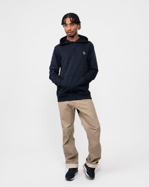 Paul Smith Blue Ps Regular Fit Cotton Zebra Logo Hoodie for men