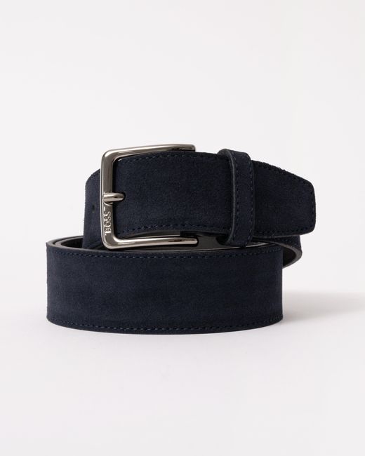 Boss Multicolor Ronnie Suede Belt With Logo-Engraved Gunmetal Buckle for men