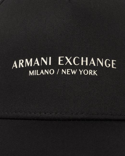 ARMANI EXCHANGE Black Milano/New York Logo Baseball Cap for men