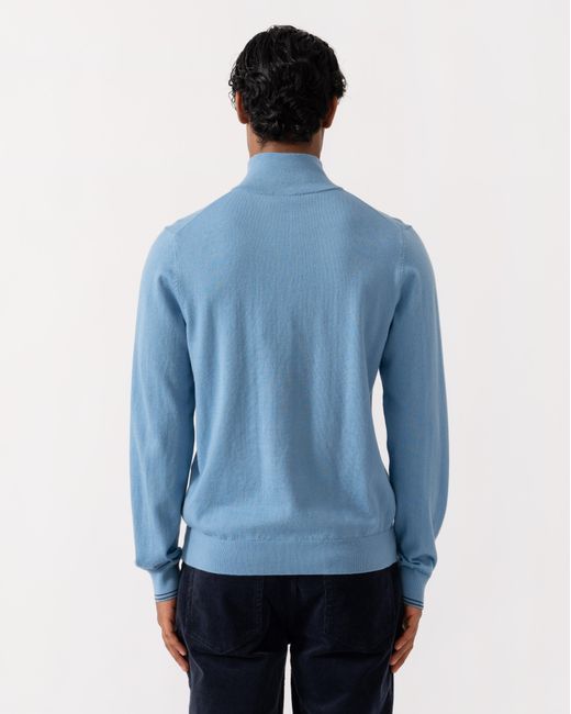 Paul Smith Blue Ps 1/4 Zip Zebra Badge Sweater for men