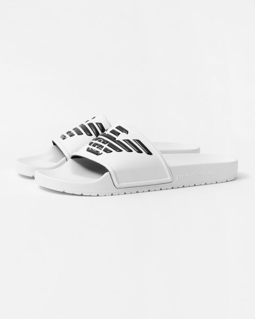 Emporio Armani Metallic Eagle Logo Sliders for men