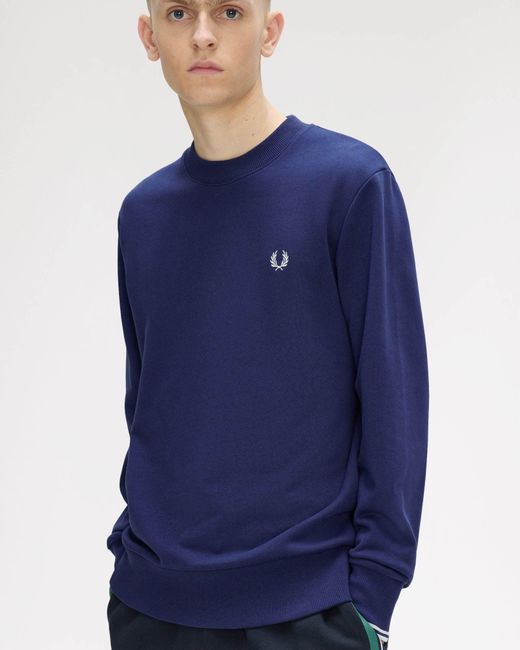 Fred Perry Blue Crew Neck Sweatshirt for men