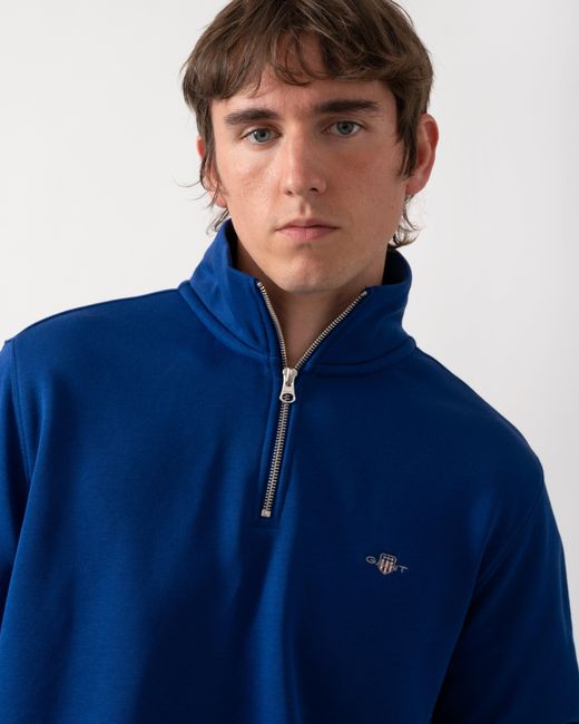 Gant Blue Regular Fit Shield Logo Half Zip Sweatshirt for men