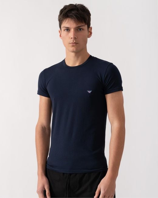 Emporio Armani Blue Eagle Logo Slim Fit Loungewear T-Shirt for men