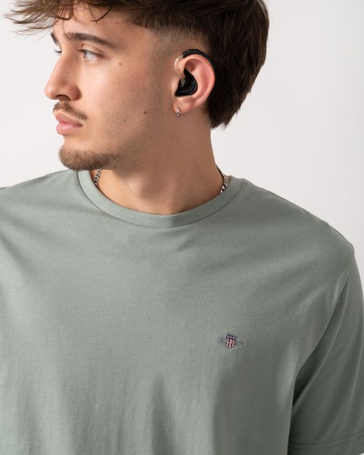 Gant Gray Regular Fit Short Sleeve Shield Logo T-Shirt for men