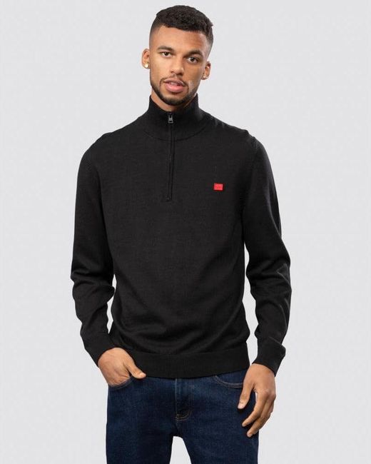 HUGO Black San Quintus-C 1/4 Zip Pullover Size: L for men