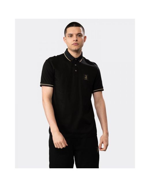 Armani Exchange Black A|x Patch Logo Polo Shirt for men