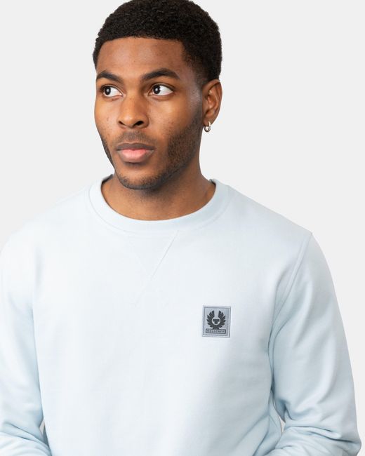 Belstaff White Crew Neck Sweatshirt With Logo Patch for men