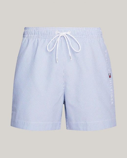 Tommy Hilfiger Blue Medium Drawstring Stripe Swim Shorts for men