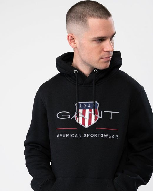Gant Blue Regular Fit Archive Shield Pullover Hoodie for men