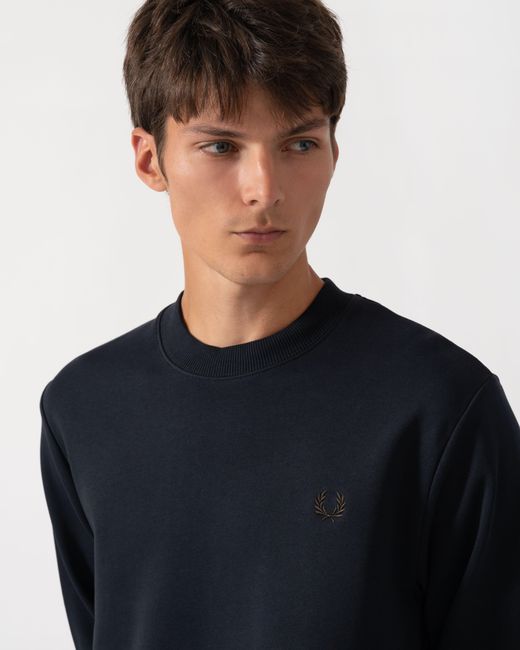 Fred Perry Blue Crew Neck Sweatshirt for men