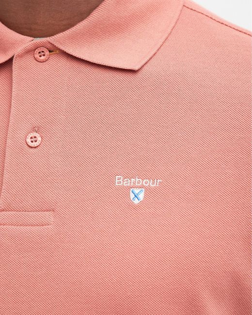 Barbour Red Tartan Pique Polo for men