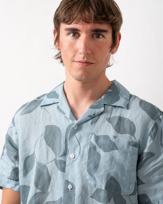 Oliver Sweeney Gray Marvao Linen Shirt for men
