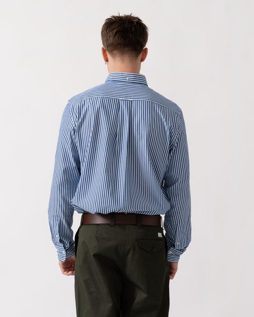 Gant Blue Regular Fit Long Sleeve Poplin Stripe Shirt for men