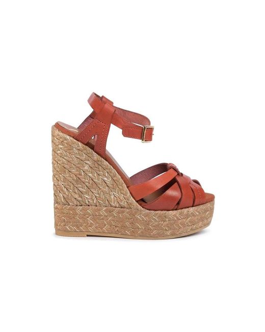 Kanna Pink Sofia Lucido Wedge Heel Espadrilles