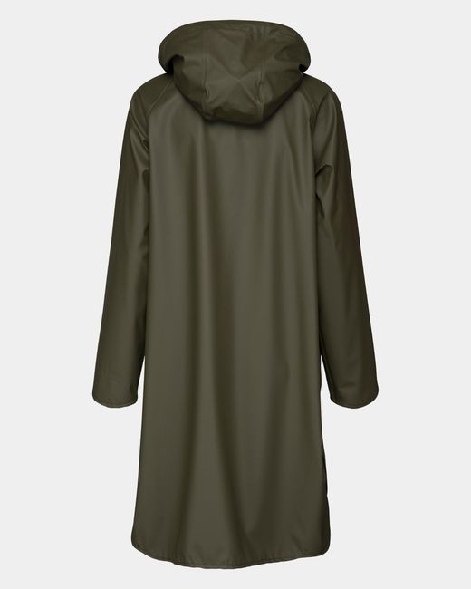 Ilse Jacobsen Green Rain A-Line Rubberised Raincoat