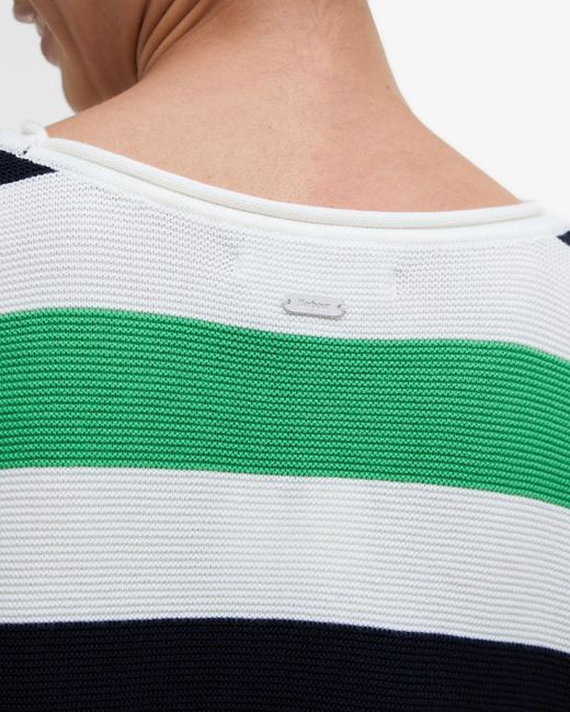 Barbour Green Marine Stripe Knitted Jumper
