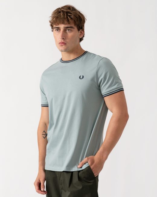 Fred Perry Gray Twin Tipped T-Shirt for men