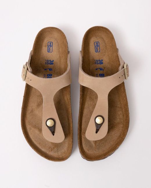 Birkenstock Brown Gizeh Soft Footbed Nubuck Leather Sandals