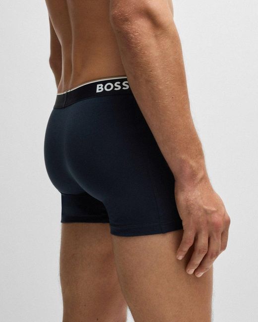 Boss Blue Power Three Pack Stretch Cotton Boxer Briefs With Logos Nos Size: L for men
