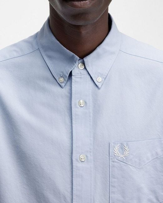 Fred Perry Blue Long Sleeve Oxford Shirt for men
