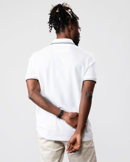 Boss White Paddy Contrast Polo Nos for men
