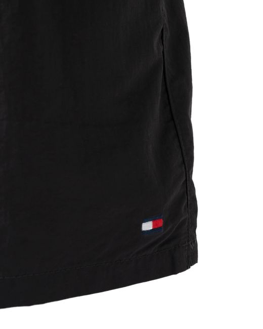 Tommy Hilfiger Black Solid Drawstring Swimming Shorts for men