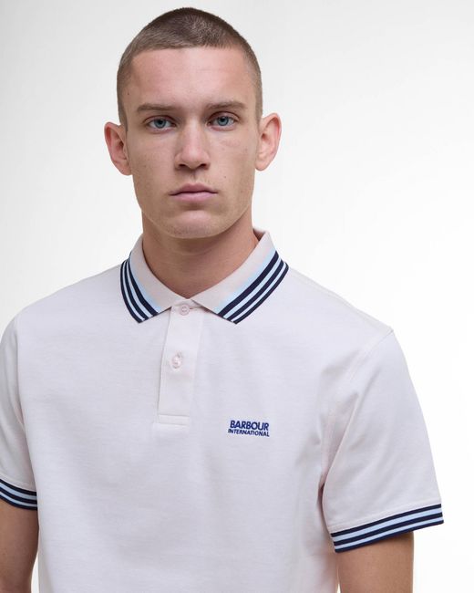 Barbour White Caleb Multi Polo Shirt for men